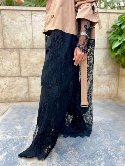 Lace Trench Coat - Beige