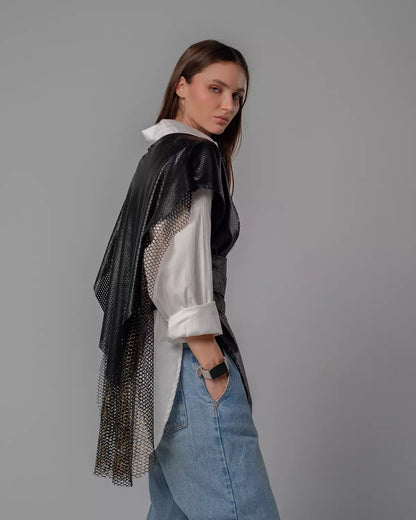 Net Leather Vest
