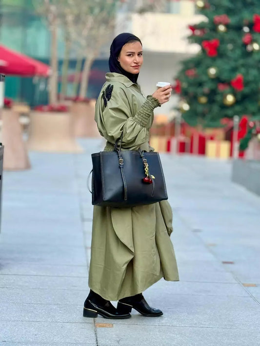 Embroidery Olive Dress 