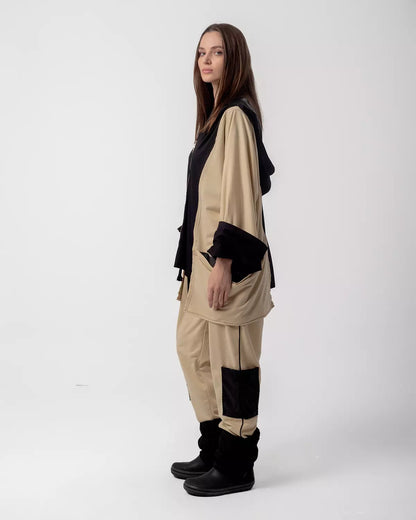 Beige & Black Tracksuit