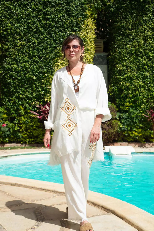 White Linen Embroidery Set